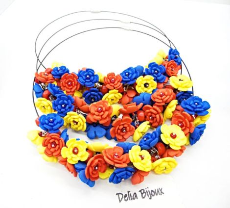 Colier handmade statement - Tricolorul Romaniei c