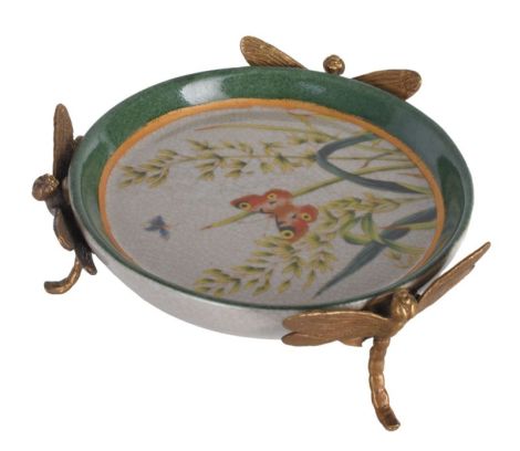 Fructiera Craquelle din portelan cu bronz