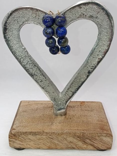 Cercei hipoalergenici cu pietre  Lapis lazuli 4cm