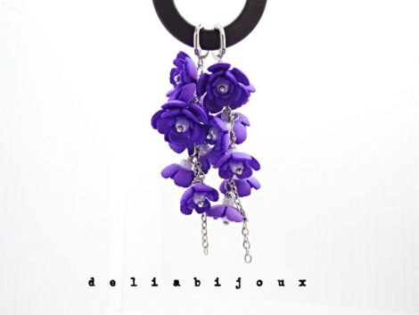 Cercei Handmade unicat cu flori mov cod1383