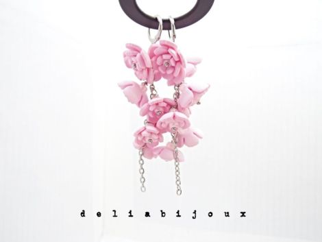 Cercei Handmade unicat cu flori roz cod1385