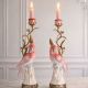 Set doua sfesnice papagal din portelan cu bronz