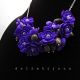 Colier handmade statement cu flori mov - buchet fl
