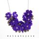 Colier handmade statement cu flori mov - buchet fl
