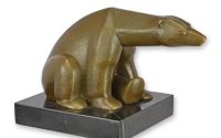 Urs polar-statueta din bronz cu un soclu marmura