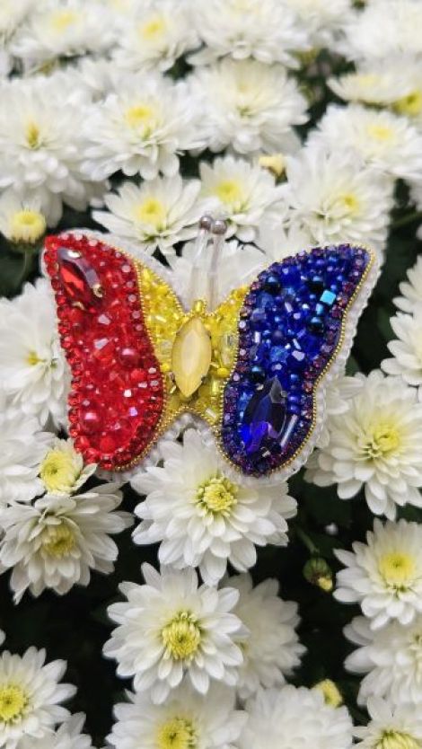 Brosa unicat fluture tricolor