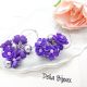 Cercei handmade lungi cu flori mov si perle lila 