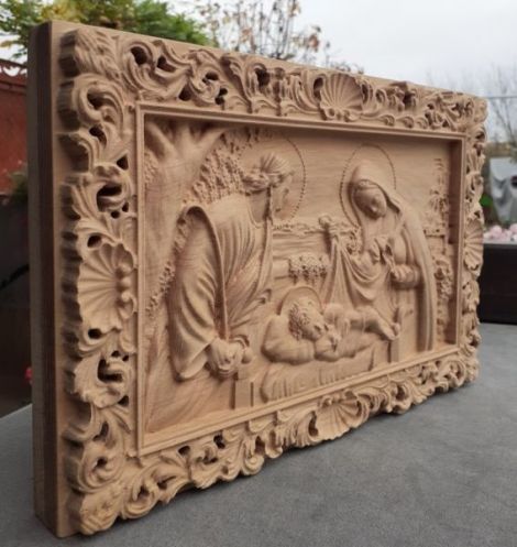 Icoana Sculptata in Lemn Masiv - Naterea Domnului