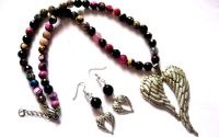 set bijuterii cu agate multicolore fatetate 