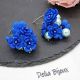 Cercei handmade cu flori albastre si perle cod140