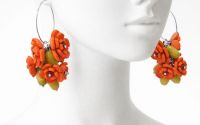 Cercei handmade cu flori rosii cod1401