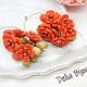 Cercei handmade cu flori rosii cod1401