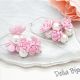 Cercei handmade cu flori roz si perle cod1402
