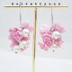 Cercei handmade cu flori roz si perle cod1402
