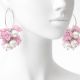 Cercei handmade cu flori roz si perle cod1402