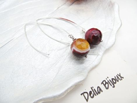 Cercei lungi cu agat natural faetat cod1404