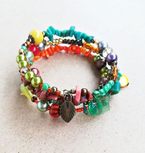 bratara boho spirala amazonit verde si sidef
