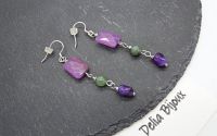 Cercei handmade - ametist faetat jad i tortie 