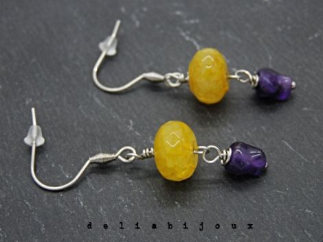 Cercei handmade elegani - agat galben faetat i