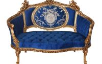 Sofa Rococo din lemn masiv cu tapiterie albastra