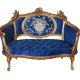 Sofa Rococo din lemn masiv cu tapiterie albastra