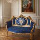 Sofa Rococo din lemn masiv cu tapiterie albastra