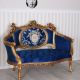 Sofa Rococo din lemn masiv cu tapiterie albastra
