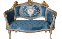 Sofa Rococo din lemn masiv cu tapiterie albastra