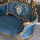 Sofa Rococo din lemn masiv cu tapiterie albastra