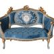 Sofa Rococo din lemn masiv cu tapiterie albastra