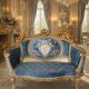 Sofa Rococo din lemn masiv cu tapiterie albastra