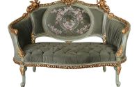 Sofa Rococo din lemn masiv cu tapiterie verde