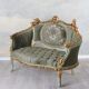 Sofa Rococo din lemn masiv cu tapiterie verde