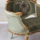 Sofa Rococo din lemn masiv cu tapiterie verde