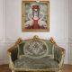 Sofa Rococo din lemn masiv cu tapiterie verde