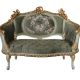 Sofa Rococo din lemn masiv cu tapiterie verde