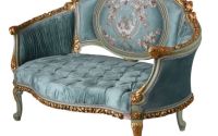 Sofa Rococo din lemn masiv cu tapiterie bleu 