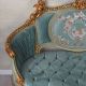 Sofa Rococo din lemn masiv cu tapiterie bleu 