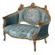Sofa Rococo din lemn masiv cu tapiterie bleu 