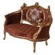 Sofa Rococo din lemn masiv cu tapiterie maro