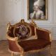 Sofa Rococo din lemn masiv cu tapiterie maro