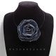 Colier handmade cu floare din denim reciclat bijut