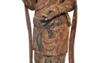 Guanyin-statuetea monumentala din lemn patinat