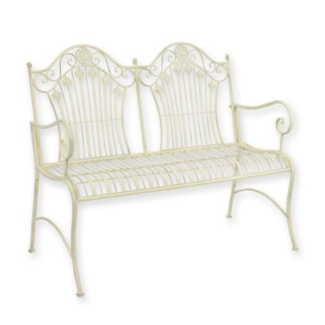 Banca gradina din fier forjat antik white