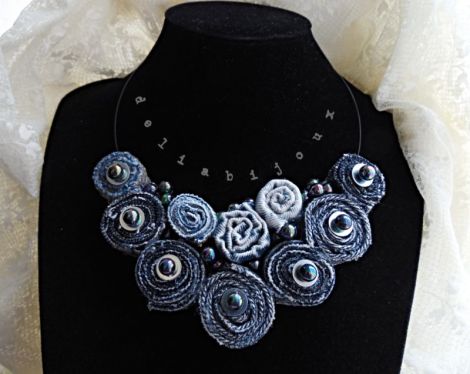 Colier Statement Handmade din Blugi Reciclai i M