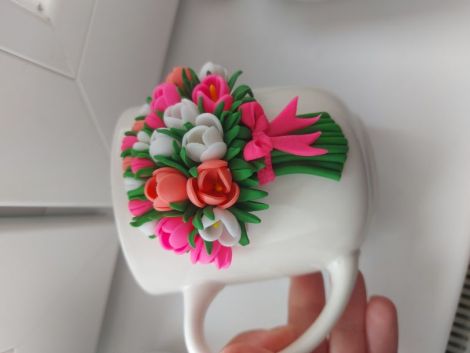 Cana flori fimo