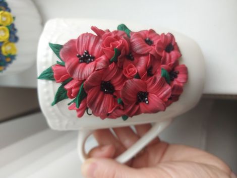 Cana flori fimo