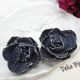 Cercei statement din blugi reciclat flori handmade