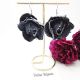 Cercei statement din blugi reciclat flori handmade