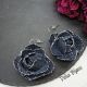 Cercei statement din blugi reciclat flori handmade